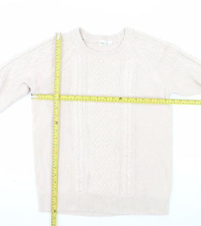 GAP Women’s Beige Cotton Cable Knit Crew Neck Jumper Size L
