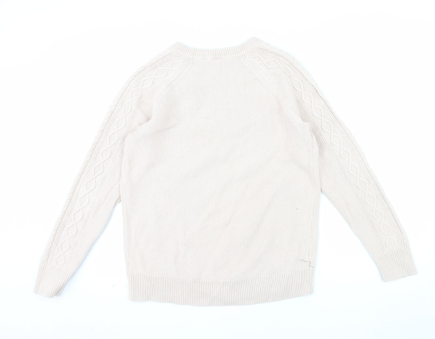 GAP Women’s Beige Cotton Cable Knit Crew Neck Jumper Size L