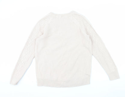 GAP Women’s Beige Cotton Cable Knit Crew Neck Jumper Size L
