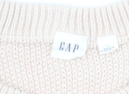 GAP Women’s Beige Cotton Cable Knit Crew Neck Jumper Size L