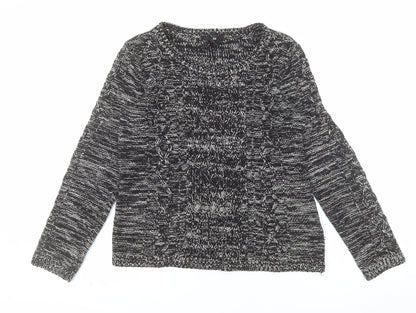 H&M Womens Black Cable-Knit Crew Neck Pullover Jumper Size 12