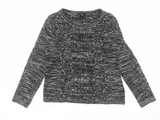 H&M Womens Black Cable-Knit Crew Neck Pullover Jumper Size 12