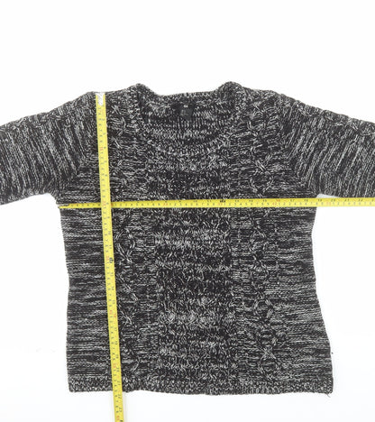 H&M Womens Black Cable-Knit Crew Neck Pullover Jumper Size 12