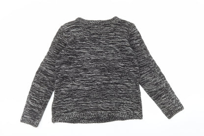 H&M Womens Black Cable-Knit Crew Neck Pullover Jumper Size 12