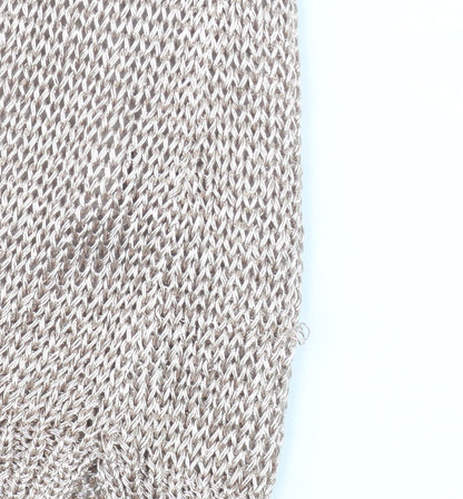 Mint Velvet Women’s Beige V-Neck Long Sleeve Open-Knit Jumper Size 8