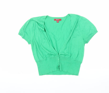 Monsoon Women’s Green Cotton Short Sleeve V-Neck Cardigan Size 14