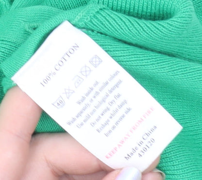 Monsoon Women’s Green Cotton Short Sleeve V-Neck Cardigan Size 14