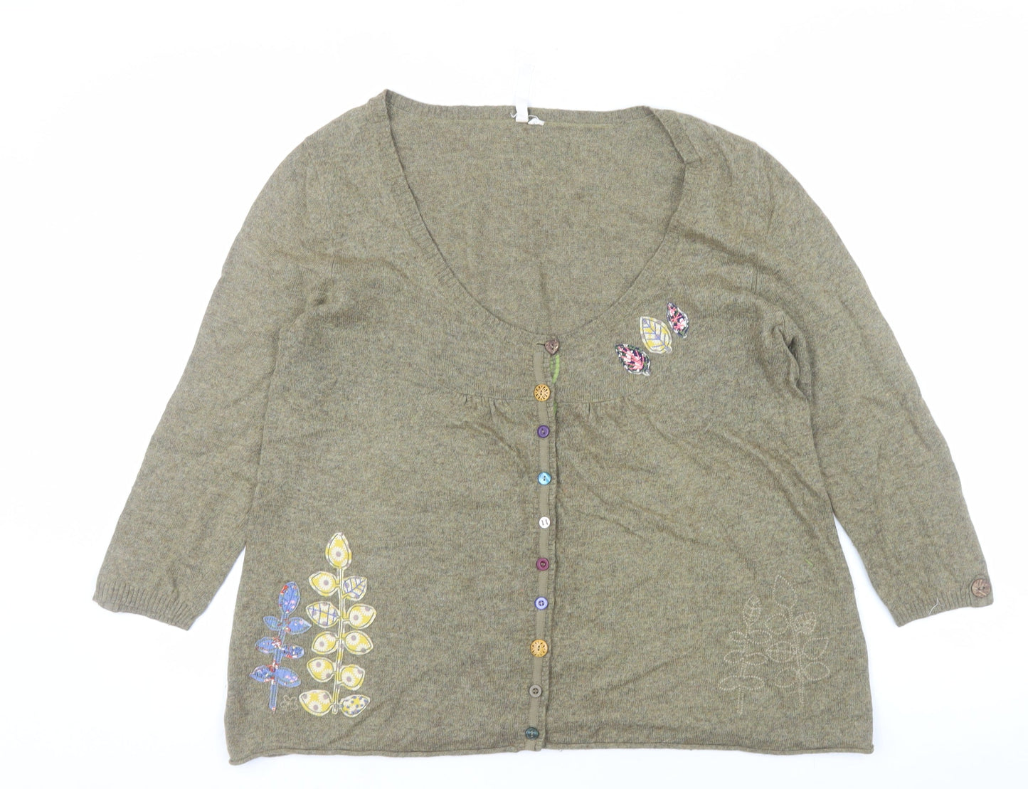 White Stuff Womens Brown Embroidered Cardigan Size 18