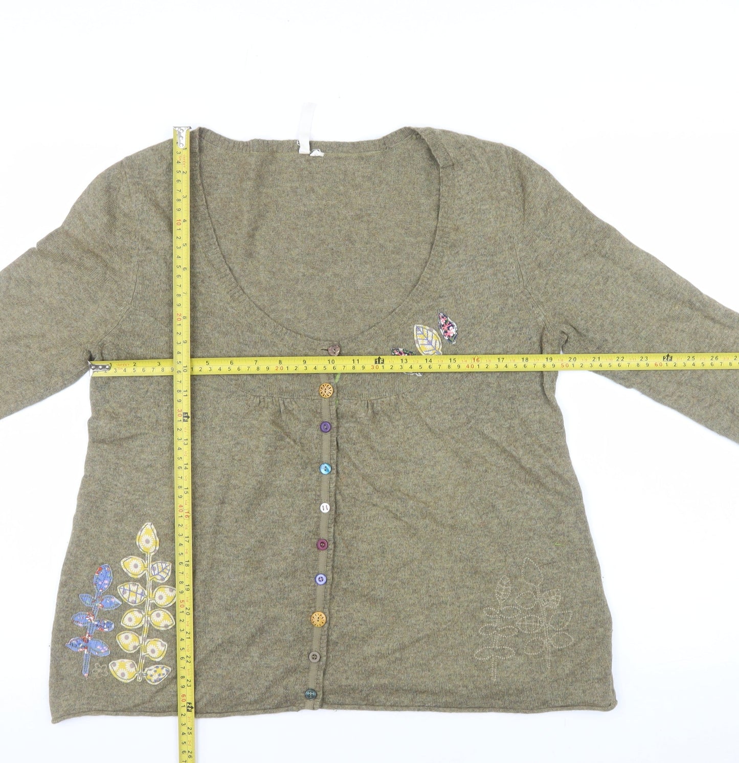 White Stuff Womens Brown Embroidered Cardigan Size 18