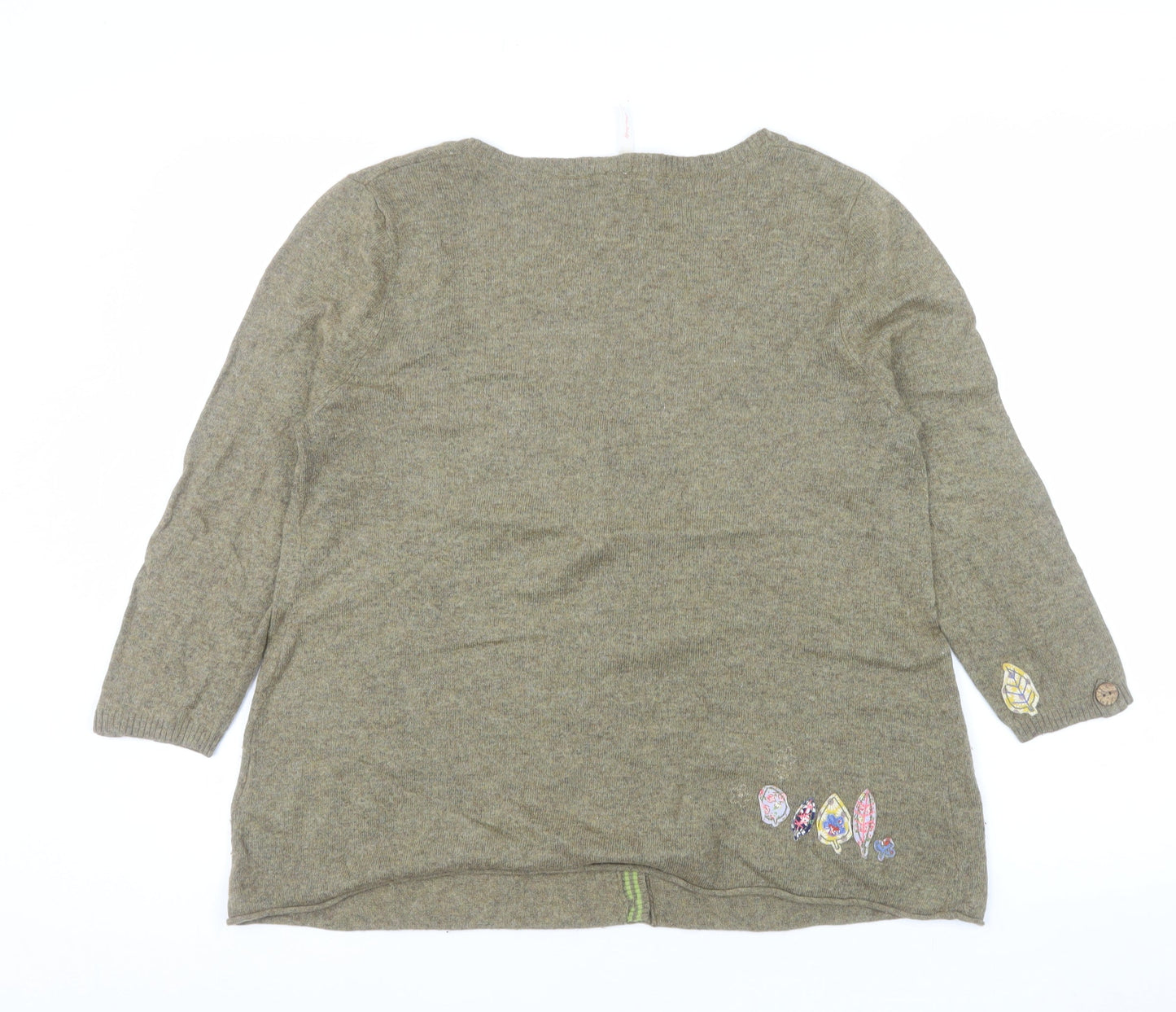 White Stuff Womens Brown Embroidered Cardigan Size 18