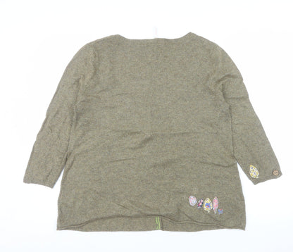 White Stuff Womens Brown Embroidered Cardigan Size 18
