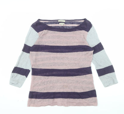 Kew Women’s Multicoloured Striped Linen Boat Neck Jumper M