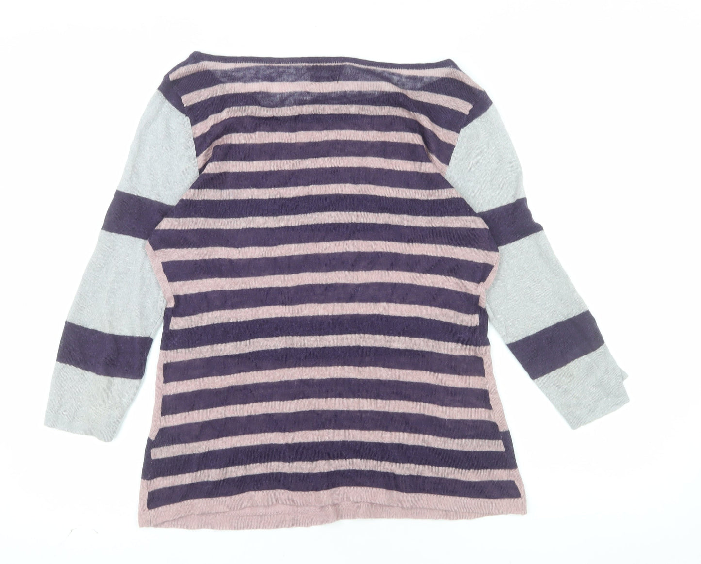 Kew Women’s Multicoloured Striped Linen Boat Neck Jumper M