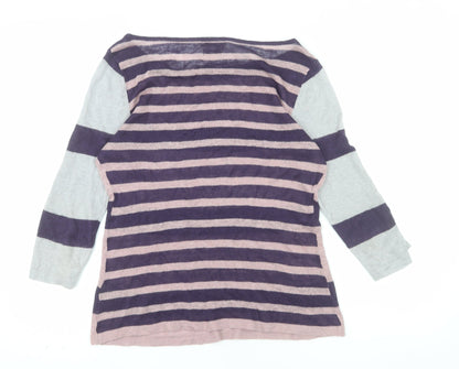 Kew Women’s Multicoloured Striped Linen Boat Neck Jumper M