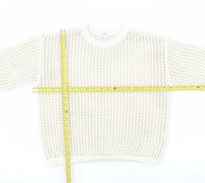 Marks and Spencer Women's Beige Open Knit Cotton Jumper Size S