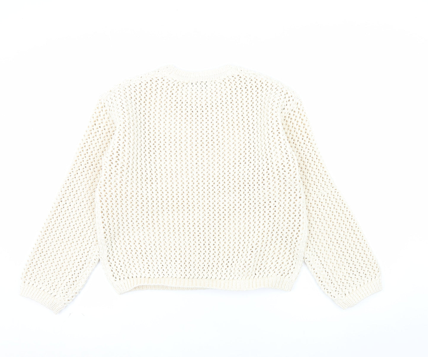 Marks and Spencer Women's Beige Open Knit Cotton Jumper Size S