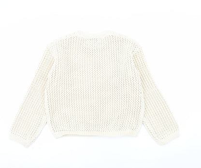 Marks and Spencer Women's Beige Open Knit Cotton Jumper Size S