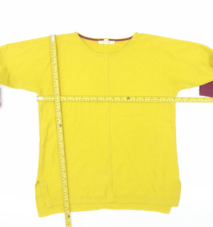 White Stuff Women Yellow Cotton Blend Long Sleeve Pullover Jumper UK 8