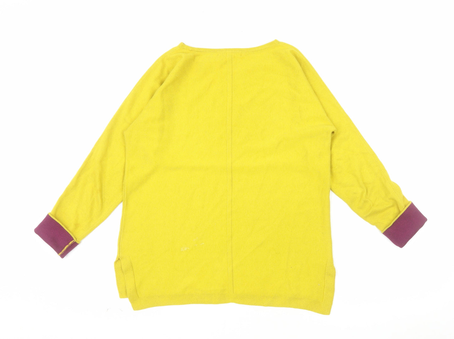 White Stuff Women Yellow Cotton Blend Long Sleeve Pullover Jumper UK 8