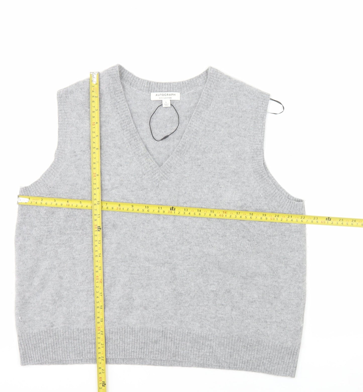 Marks and Spencer Autograph Men's Grey Wool Cashmere V-Neck Vest L