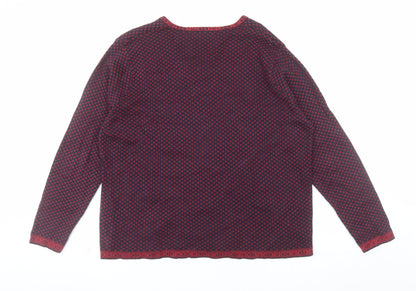 Lily Ella Women's Red Geometric V-Neck Cotton Jumper XL