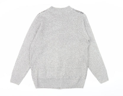 Tootal Men's Grey Geometric Full Zip Knit Jumper L