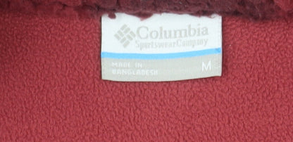 Columbia Men Red Black Fleece Check Jacket M Regular Outdoor