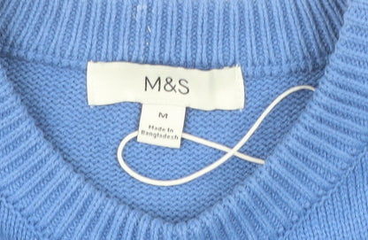 Marks and Spencer Men's Blue M Cotton Crew Neck Jumper