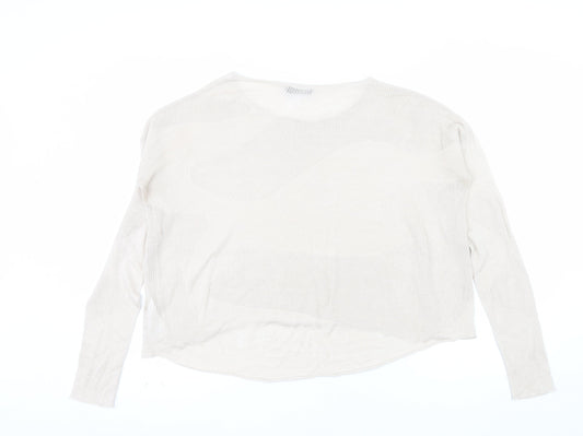 Tiger of Sweden Women Beige Open-Knit Cotton Pullover Jumper Size S