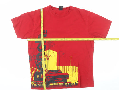 Bench Men Red Graphic Print Cotton Short Sleeve T-Shirt Size L