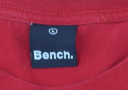 Bench Men Red Graphic Print Cotton Short Sleeve T-Shirt Size L