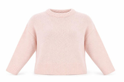 Topshop Women Pink Chunky Knit Crew Neck Jumper Size M