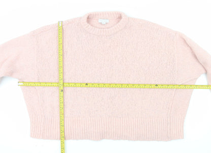 Topshop Women Pink Chunky Knit Crew Neck Jumper Size M