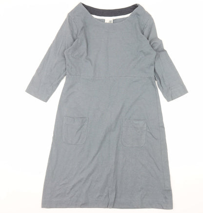Weird Fish Women’s Grey Cotton Blend Shift Dress Size 12