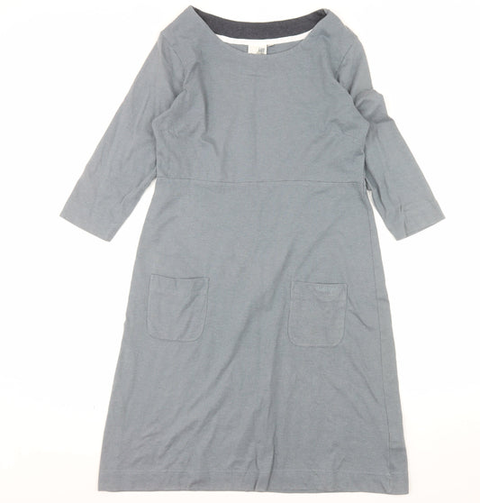 Weird Fish Women’s Grey Cotton Blend Shift Dress Size 12