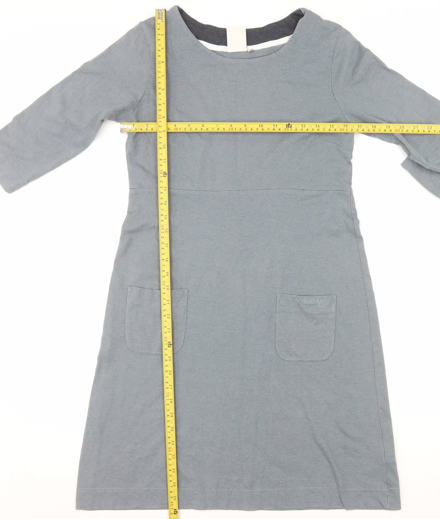 Weird Fish Women’s Grey Cotton Blend Shift Dress Size 12
