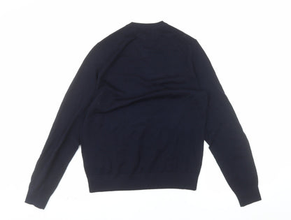 Marks and Spencer Autograph Mens Blue Merino Wool V-Neck Jumper S