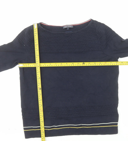 Tommy Hilfiger Women's Blue 3/4 Sleeve Pima Cotton Boat Neck Jumper M