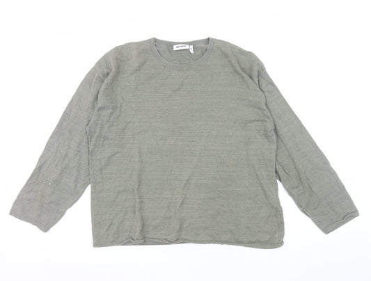 Weekday Men’s Green Cotton Linen Crew Neck Jumper Size S