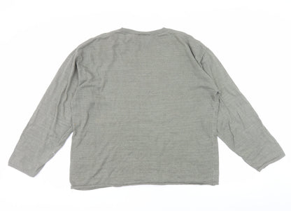 Weekday Men’s Green Cotton Linen Crew Neck Jumper Size S