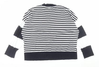 Barbour Women's Blue Striped Cotton Crew Neck Jumper Size 18