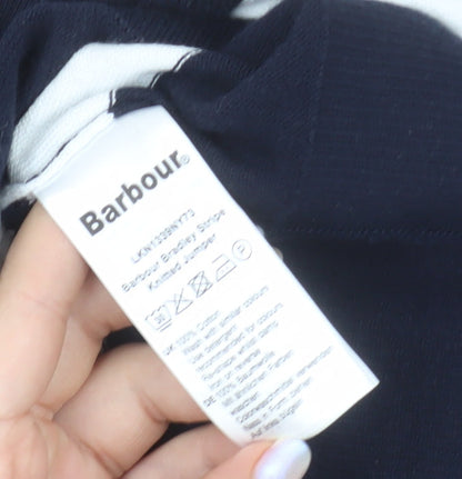 Barbour Women's Blue Striped Cotton Crew Neck Jumper Size 18