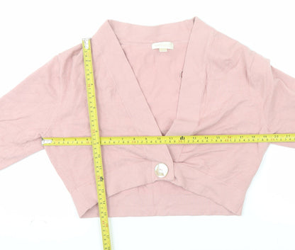 Pomodoro Women Pink Cardigan V-Neck Long Sleeve Knit Size 14