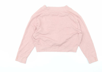 Pomodoro Women Pink Cardigan V-Neck Long Sleeve Knit Size 14