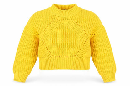 New Look 915 Girls Yellow Acrylic Knit Pullover Jumper Age 10-11 Years