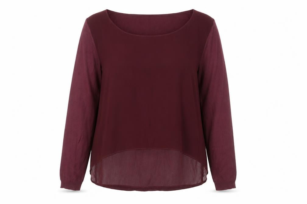 Next Womens Red Long Sleeve Chiffon Layered Blouse Size 18