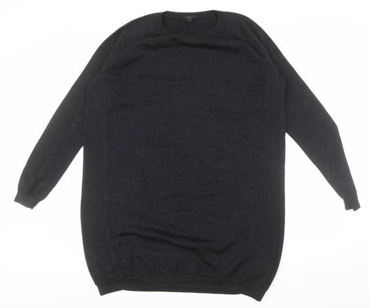 COS Women Black Merino Wool Crew Neck Long Sleeve Pullover Jumper Size 14