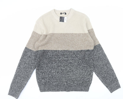 Peacocks Men's Multicoloured Chunky Knit Pullover Jumper Size L