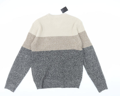 Peacocks Men's Multicoloured Chunky Knit Pullover Jumper Size L