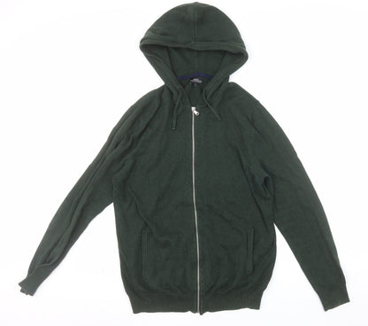 Next Men's Green Full Zip Hoodie Medium Cotton Cashmere Knit